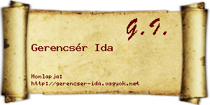 Gerencsér Ida névjegykártya
